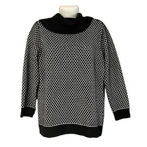 Calvin Klein Women's Black/White Turtleneck Pullover Sweater | Size Large